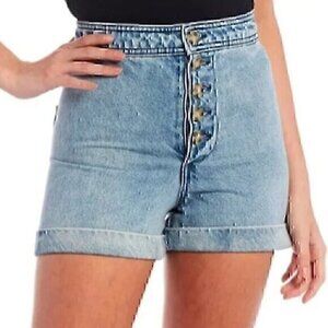 NEW NWT EVERY DILLARD'S High Rise Button Fly Cuffed Denim Shorts Light Wash 6